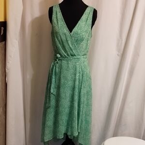 DKNY Light Green Patterned Midi Dress